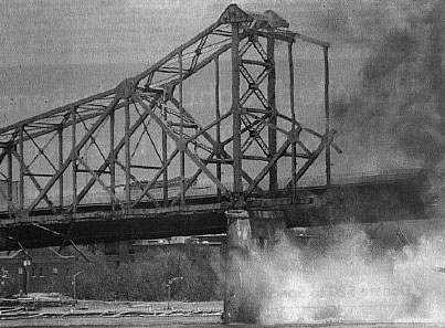 Hilliard Bridge after being blown away