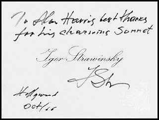 Igor Stravinsky's response